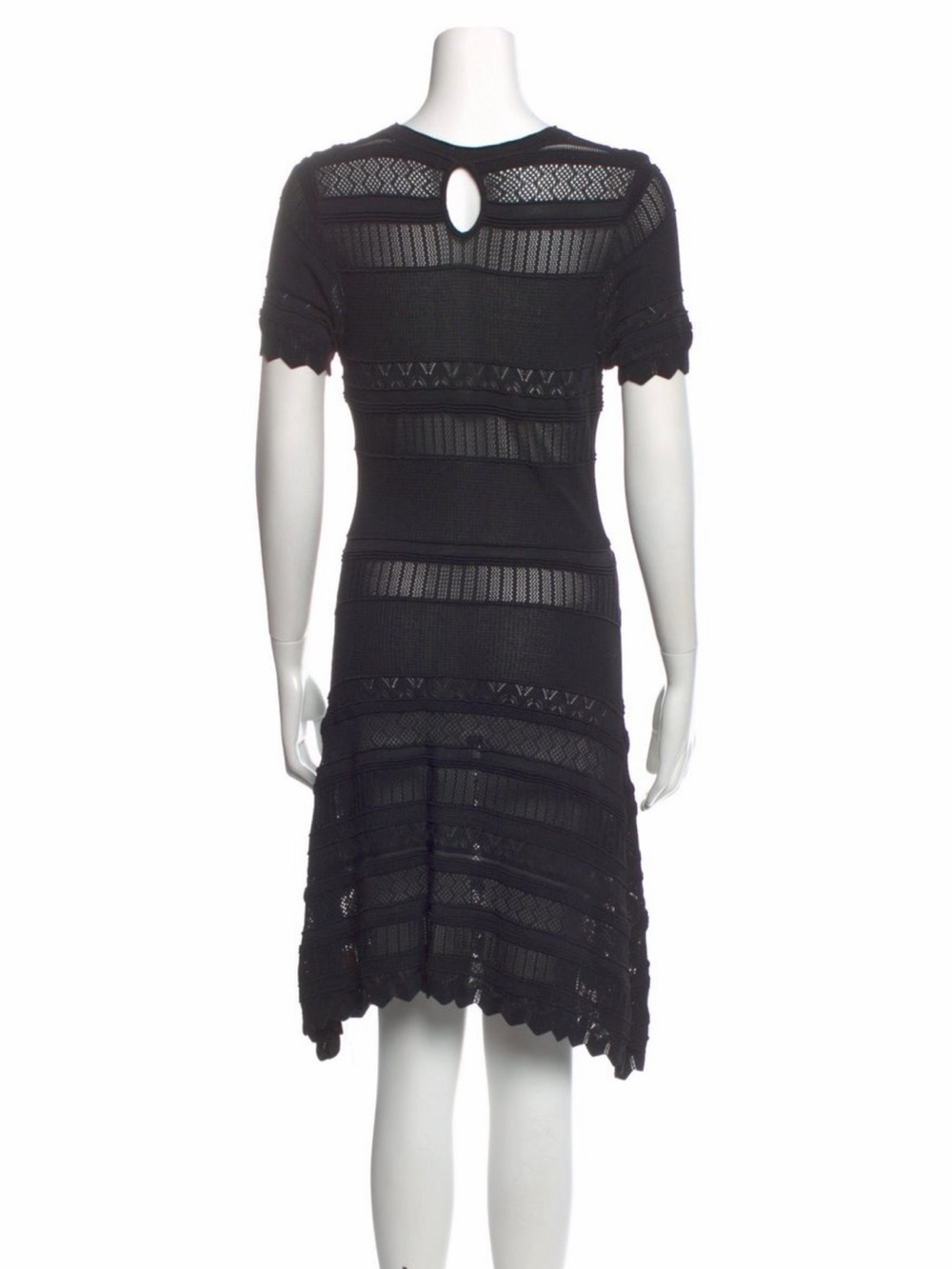 Alexis Black Pointelle Knit Midi Dress | Sheer Panel Detail | Size Medium - Picture 5 of 5